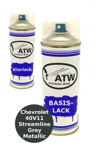 Autolack für Chevrolet 40V11 Streamline Grey Metallic +400ml Klarlack Set